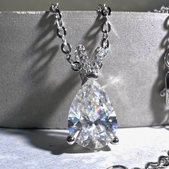 5 Carat Moissanite 925 Sterling Silver Teardrop Necklace main image 1